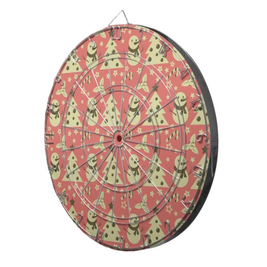 Retro Kerstbomen holly bessen ster snoep Dartbord (Voorkant Rechts)