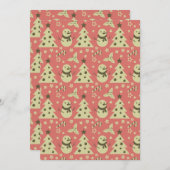 Retro Kerstbomen holly bessen ster snoep Feestdagenkaart (Voorkant / Achterkant)