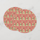 Retro Kerstbomen holly bessen ster snoep Feestdagenkaart (Voorkant / Achterkant)