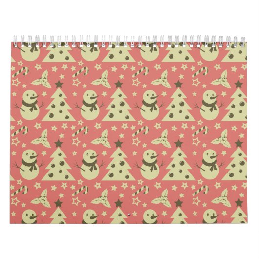 Retro Kerstbomen holly bessen ster snoep Kalender (Hoes)