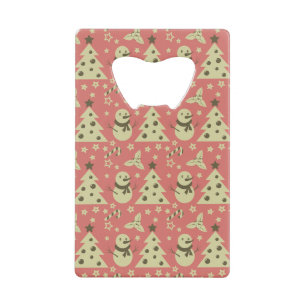 Retro Kerstbomen holly bessen ster snoep Kredietkaart Flessenopener