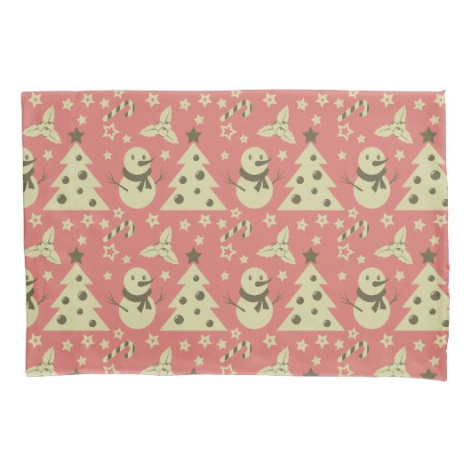 Retro Kerstbomen holly bessen ster snoep Kussensloop (Voorkant)