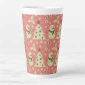 Retro Kerstbomen holly bessen ster snoep Latte Mok (Voorkant)