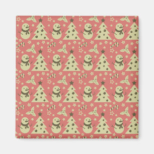 Retro Kerstbomen holly bessen ster snoep Magneet