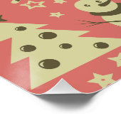 Retro Kerstbomen holly bessen ster snoep Perfect Poster (Hoek)