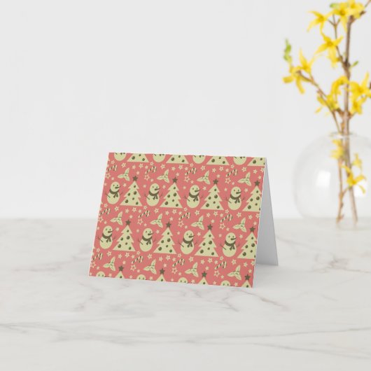 Retro kerstbomen hulstbes ster snoepriet kaart (Gele Bloem)