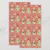 Retro kerstbomen hulstbes ster snoepstok feestdagenkaart (Voorkant / Achterkant)