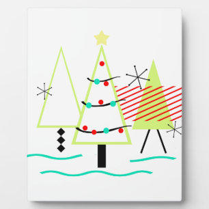 retro kerstbomen in mid century modern stijl fotoplaat