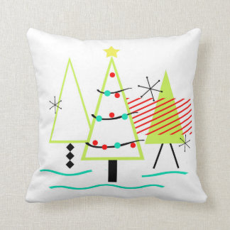retro kerstbomen in mid century modern stijl kussen