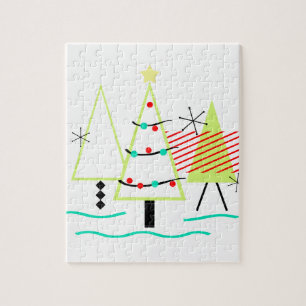 retro kerstbomen in mid century modern stijl legpuzzel