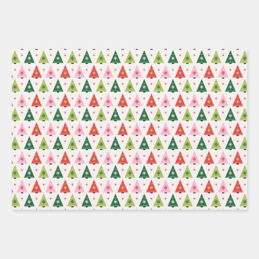 Retro kerstbomen met papierbladen inpakpapier vel (Voorkant)