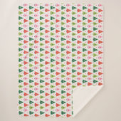 Retro Kerstbomen rood, groen en roze Sherpa Deken (Voorkant)
