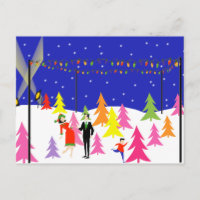 Retro kerstboom Boerderij Briefkaart