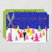 Retro Kerstboom Boerderij Uitnodigingen (Voorkant / Achterkant)