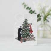 Retro kerstboom feestdagenkaart (Staand voorkant)