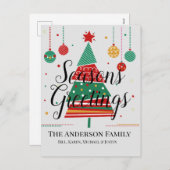 Retro kerstboom  feestdagenkaart (Voorkant / Achterkant)