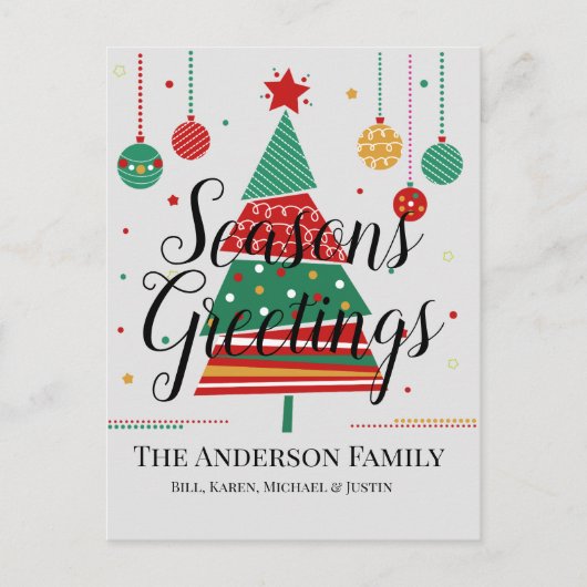 Retro kerstboom  feestdagenkaart (Voorkant)