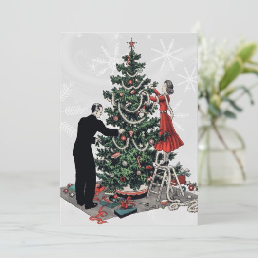 Retro Kerstboom Kaart (Staand voorkant)