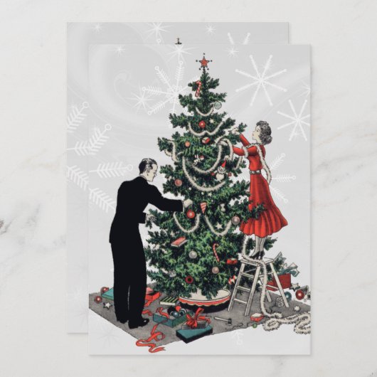 Retro Kerstboom Kaart (Voorkant / Achterkant)