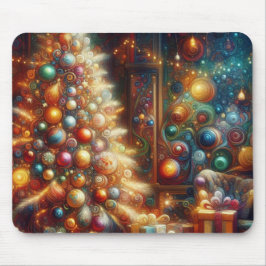 Retro Kerstboom + Kerstboom Decoraties Muismat