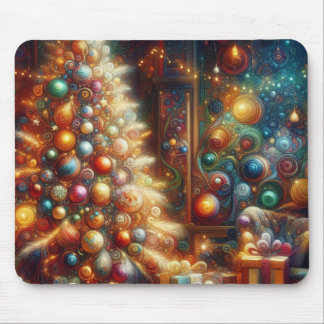 Retro Kerstboom + Kerstboom Decoraties Muismat