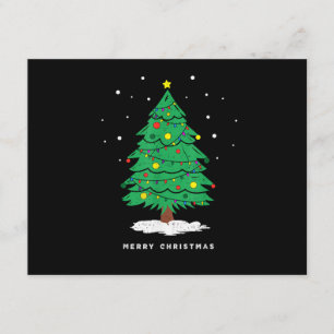 Retro Kerstboom Lichtjes Merry Christmas Informatiekaartje