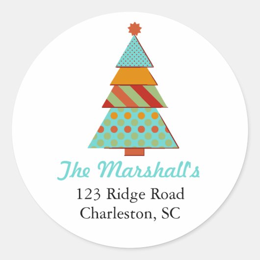 Retro kerstboom-Sticker Ronde Sticker (Voorkant)