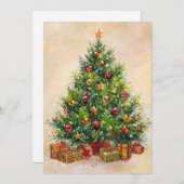  Retro Kerstboom Vakantie Kaart (Voorkant / Achterkant)