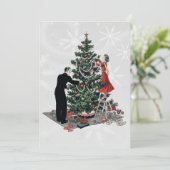 Retro kerstboom van 1940 feestdagenkaart (Staand voorkant)
