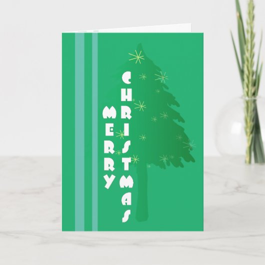 Retro kerstboomontwerp feestdagen kaart (Voorkant)