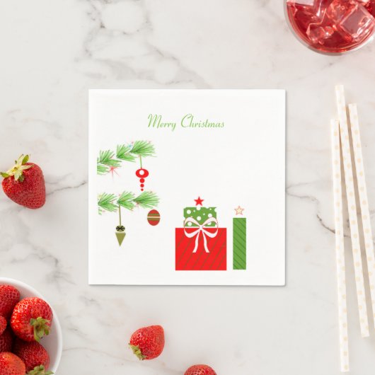 Retro-kerstboompapier Napkins Servet (Insitu)