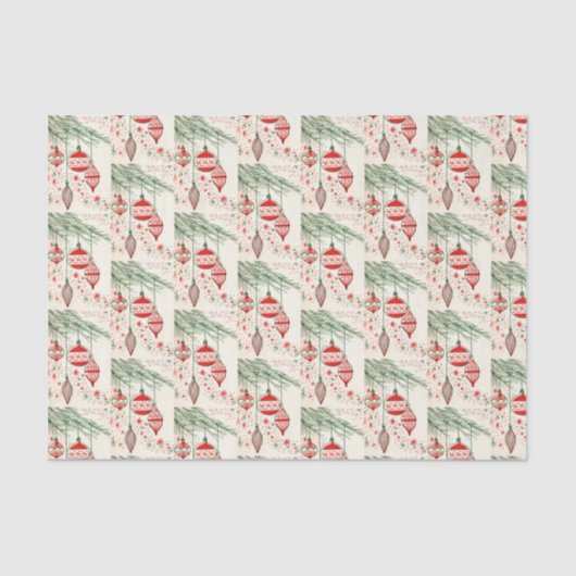  retro kerstbulbpatroonplaat tissuepapier (Voorkant)