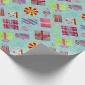 Retro kerstcadeaus cadeaupapier (Hoek)