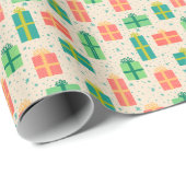 Retro kerstcadeaus cadeaupapier (Rol Hoek)