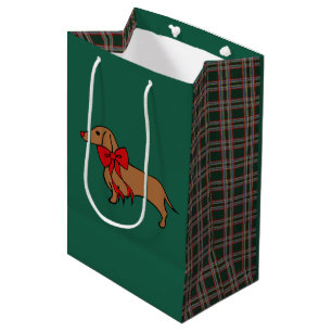 Retro kerstcadeautas met kerstcadeaus medium cadeauzakje