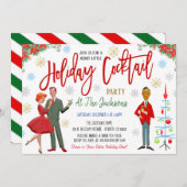 Retro-kerstcocktail-party uitnodiging (Voorkant / Achterkant)