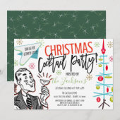 Retro-kerstcocktail-party uitnodiging (Voorkant / Achterkant)