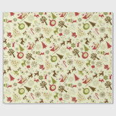 Retro kerstcollage cadeaupapier (Vlak)