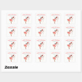  Retro kerstdame Red White Vierkante Sticker (Vel)