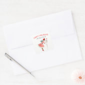  Retro kerstdame Red White Vierkante Sticker (Envelop)