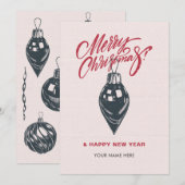 Retro kerstdecoratiebal feestdagenkaart (Voorkant / Achterkant)