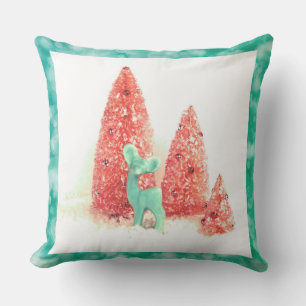 Retro-kerstdeer met Aqua-Lijst Buitenkussen