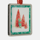 Retro-kerstdeer met Aqua-Lijst Metalen Ornament (Rechts)