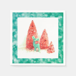 Retro-kerstdeer met Aqua-Lijst Servetten
