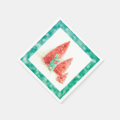 Retro-kerstdeer met Aqua-Lijst Servetten (Hoek)