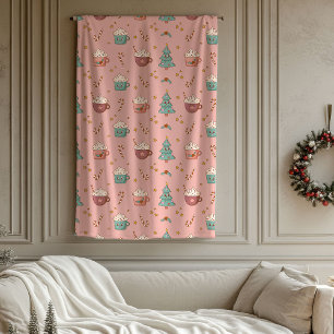 Retro kerstdeken in 70-er jaren stijl met zachte k fleece deken