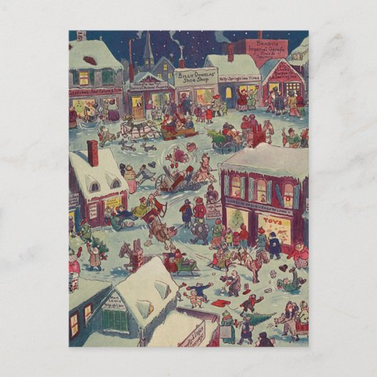 Retro Kerstdorp Chaos Holiday Briefkaart (Voorkant)