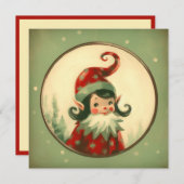 Retro Kerstelf Vintage Kerstmis Feestdagenkaart (Voorkant / Achterkant)