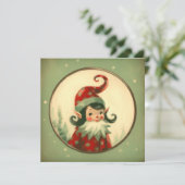 Retro Kerstelf Vintage Kerstmis Feestdagenkaart (Staand voorkant)