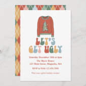 Retro-kerstfeest Ugly Sweater Party Kaart (Voorkant / Achterkant)